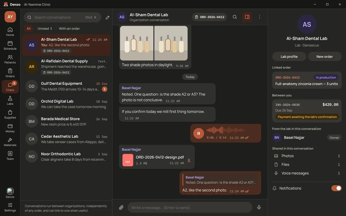 Denzo for desktop in use: the conversation with Al-Sham Dental Lab